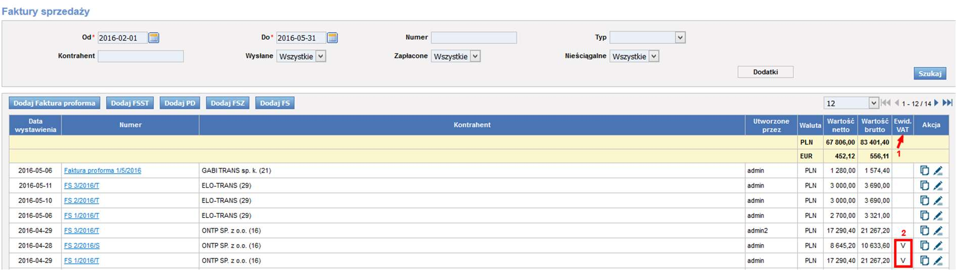 Rys. 239 Okno icargo z wygenerowanym plikiem Ewidencji VAT w formacie Excel Po kliknięciu na przycisk z nazwą pliku Excel (Rys.