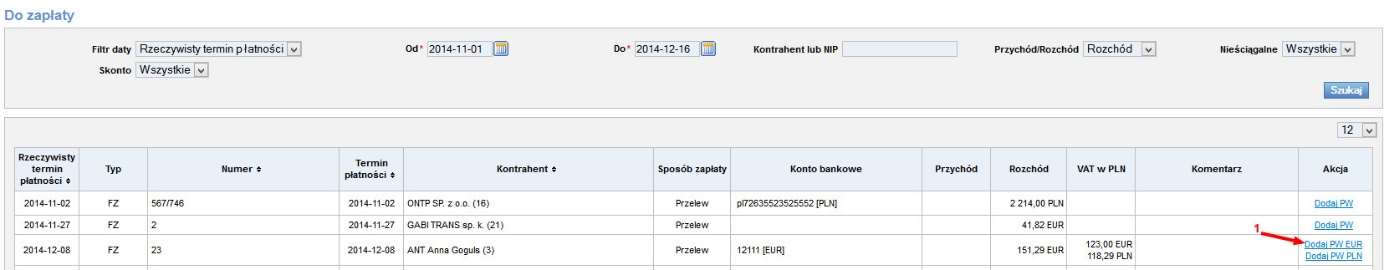 Rys. 320 Przykładowo zdefiniowane parametry eksportu przelewów Po wprowadzeniu danych zapisujemy je klikając przycisk [Zapisz] (Rys. 320, poz. 1). 11.4.