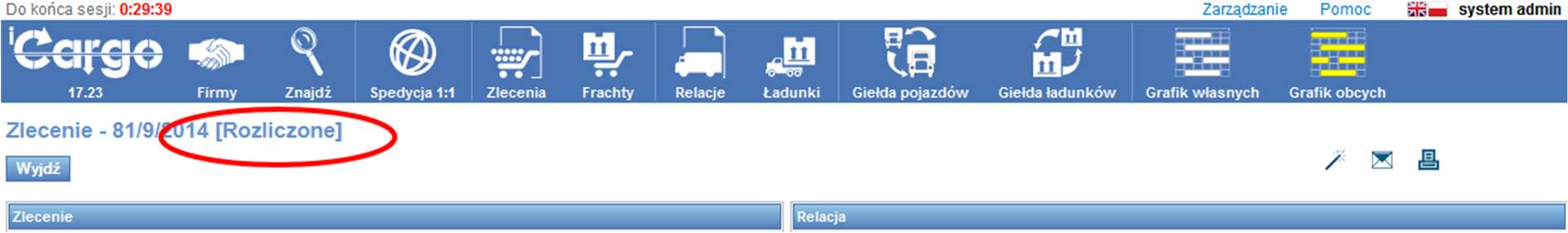 12.12 Otworzenie zamkniętego zlecenia lub relacji Zlecenie wysłane do fakturowania jest już traktowane jako zlecenie zamknięte.