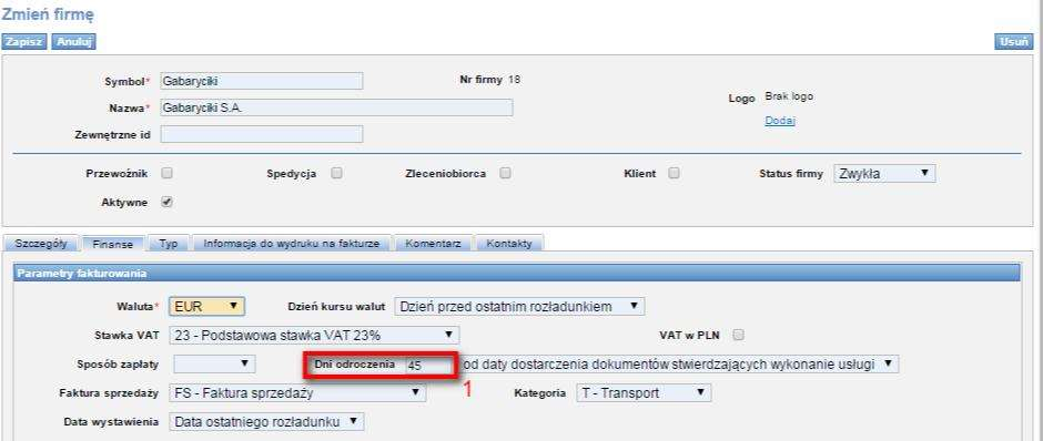 Edytujemy dane Pracownika/Spedytora, którego numer telefonu ma być wyświetlony, klikając ołówek w kolumnie Akcja (Rys. 428, poz. 1), w formularzu Pracownicy. Rys.