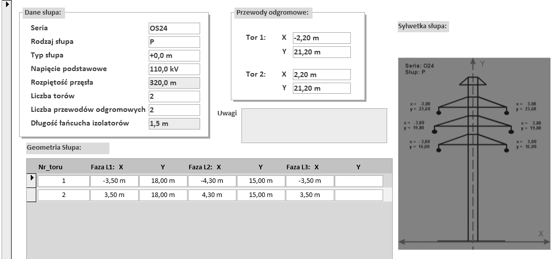 Problematyka wyznaczania i ewidencji parametrów linii WN 135 Rys. 7. Formularz Edycja parametrów przewodu Rys. 8.