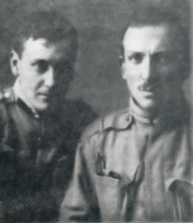 Stanisław Maczek w mundurze austriackim (z prawej strony