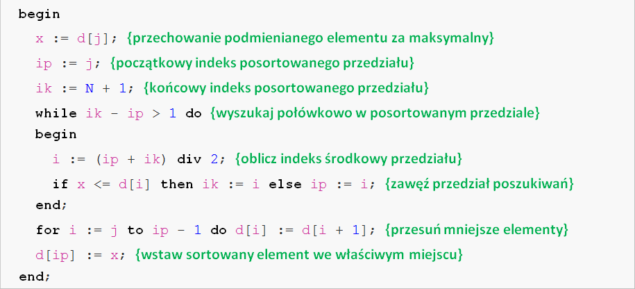 Sortowanie przez wstawianie połówkowe