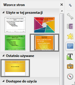 Wzorce slajdów Tworząc prezentacje musimy wybrać i ustalić zestaw kolorów, który będzie zgodny z zasadami doboru kolorów.