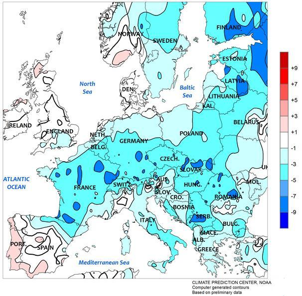 Strona 4 z 8 Obecność pokrywy śnieżnej w Europie według