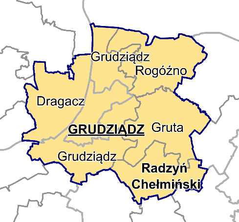 Opis Miejski obszar funkcjonalny miasta Grudziądza zajmuje powierzchnię 666 km 2 (3,7% pow. województwa), z czego samo miasto 58 km 2 (8,7% OF).