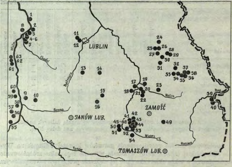 118 A. L iana 36 LU BLIN O A N O W LUB. Z A M O i t T O M A S Z Ó W L U B. Mapa 5. Rozmieszczenie znanych stanowisk Leptophyes albovittata.