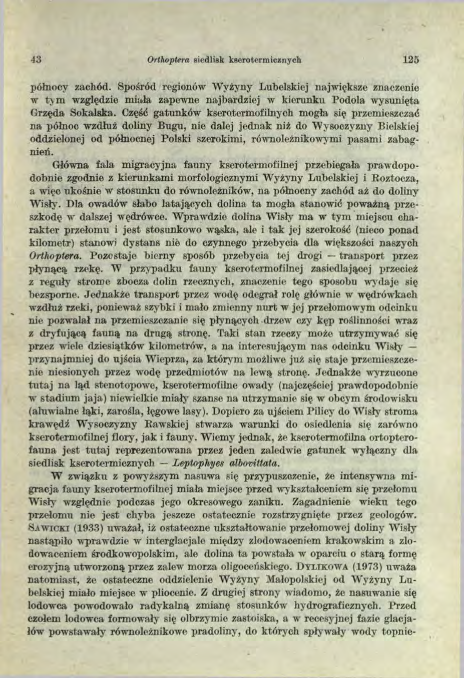 13 Orthoptera siedlisk kseroterm icrnych 125 północy zachód.