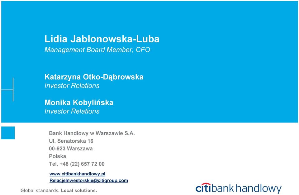 Bank Handlowy w Warszawie S.A. Ul.