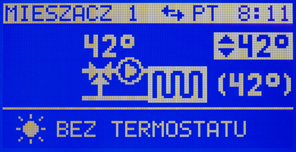 2.7 Ustawianie temperatury zadanej mieszacza 1 i 2 Ustawianie temperatury zadanej mieszacza 1 jest możliwe kiedy regulator ma włączoną obsługę mieszacza 1 i mieszacz nie pracuje pogodowo.