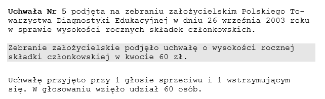 Uchwały podjęte podczas