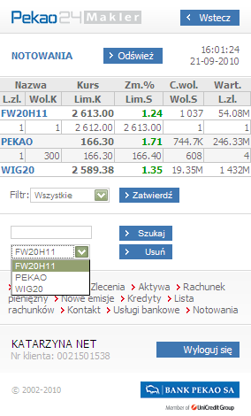 1.2. Usuwanie instrumentów finansowych wyświetlanych w notowaniach.