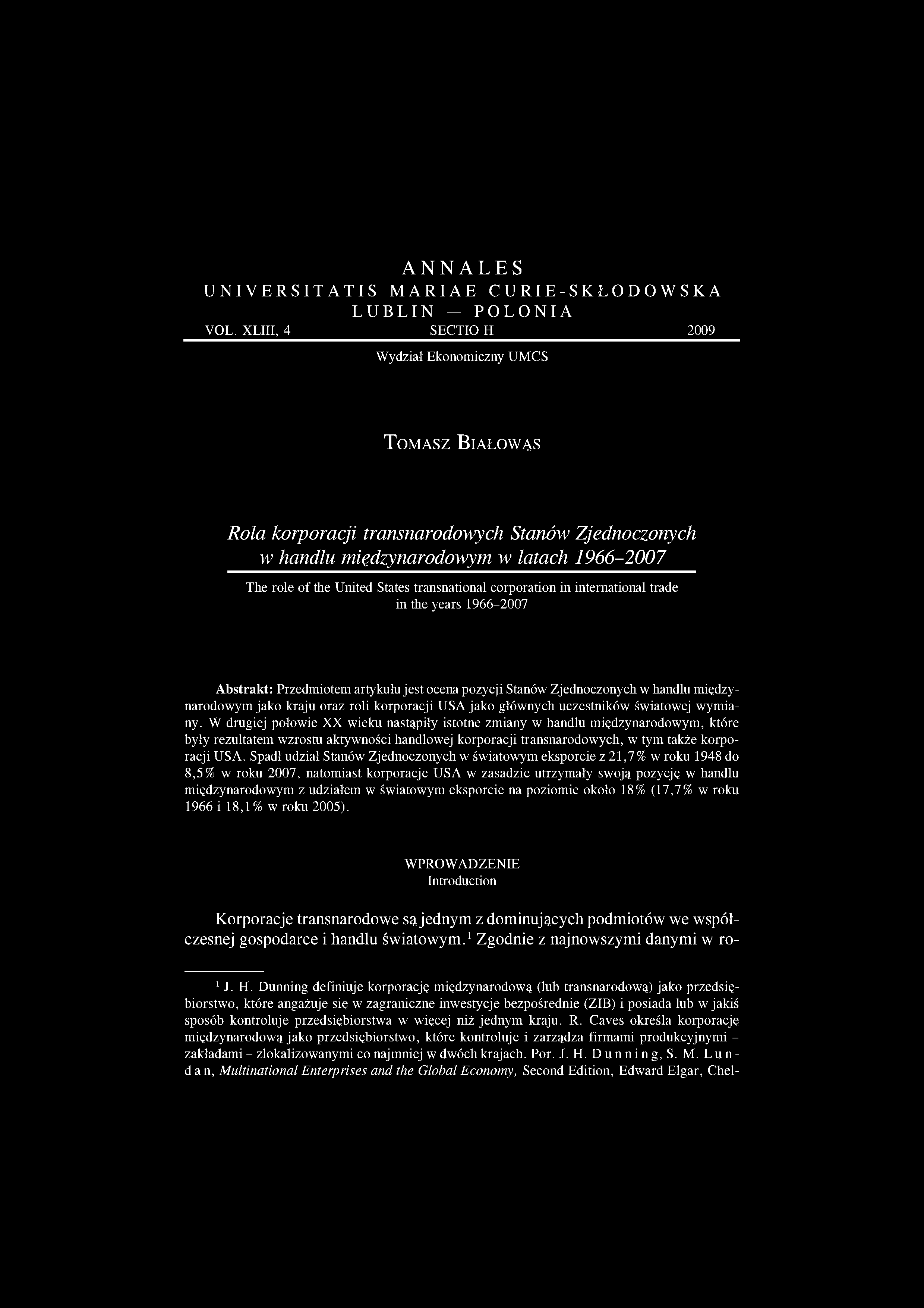 ANNALES UNIVERSIT ATIS MARIAE C U RI E - S K Ł O D O W S K A LUBLIN - POLONIA VOL.