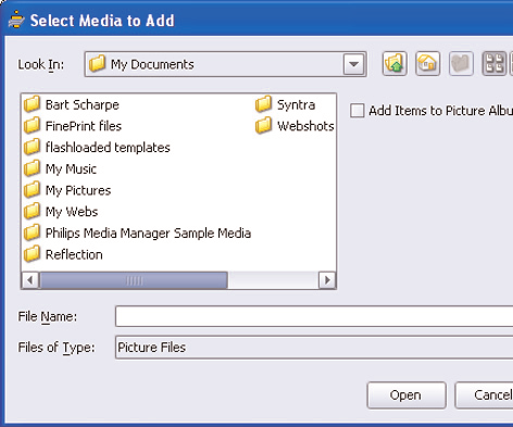 Dodawanie plików do Philips Media Managera (PMM) & Wybierz PMM z menu Start systemu Windows, albo dwukrotnie kliknij w symbol PMM na pasku zadaniowym.