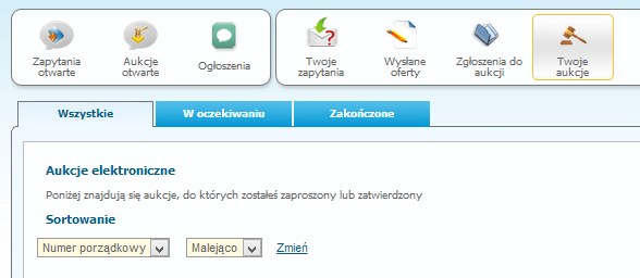 2. Krok 2 Lista aukcji Wszystkie aukcje zamknięte są widoczne w zakładce Twoje aukcje.