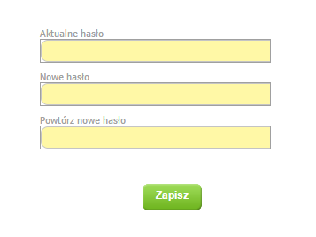 Po wejściu w Zmianę hasła pojawi się miejsce do wpisania aktualnego hasła oraz do wpisania nowego hasła. Następnie należy kliknąć przycisk Zapisz. X. Kontakt z Organizatorem poprzez Platformę 1.