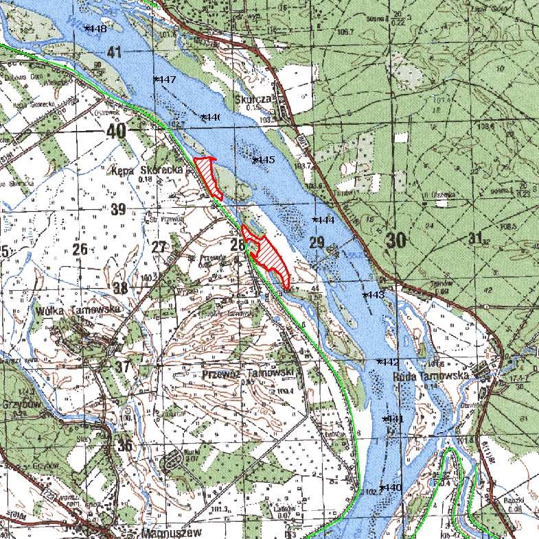 Trzeci z proponowanych obszarów obejmuje dwa tereny, które mają w sumie powierzchnię 20,6 ha i znajdują się między 444, a 446 kilometrem biegu rzeki.