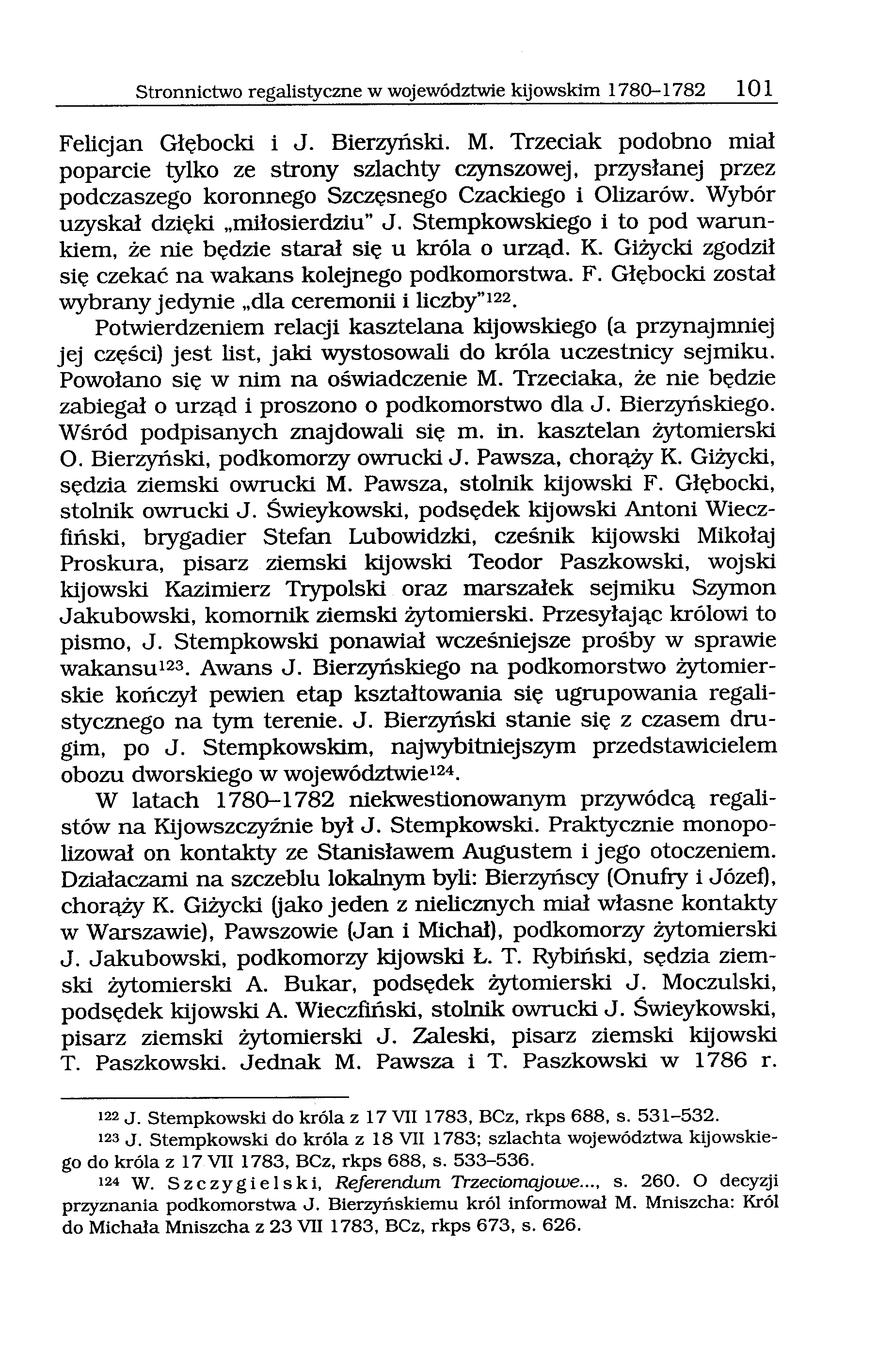 Stronnictwo regalistyczne w województwie kijowskim 1780-1782 101 Felicjan Głębocki i J. Bierzyński. M.