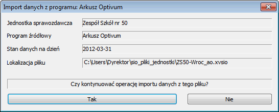 Jak eksportować dane z Arkusza do SIO? 3/7 Plik znajduje się w odpowiednim katalogu folderu sio_pliki_jednostki\ rozkodowane_pliki.