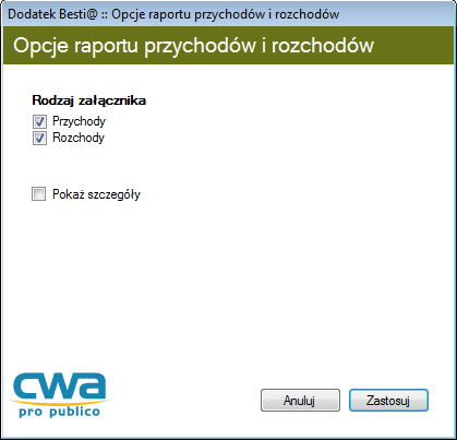 Przełącznik Nie pokazuj grup w których plan =0 ma zastosowanie jedynie w przypadku układu pionowego.