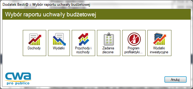 Dodawanie wybranych tabel do uchwały W zakładce Dodatki każdego edytowanego w EAP XML Legislator aktu dostępny jest raport, który umożliwia przeniesienie załączników za pomocą wygenerowanego XML a z