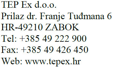 d.o.o. Medarska 69, Zagreb, Croatia tel. +385 49 222 900, fax +385 49 426 450 email: tepex@tepex.hr www.tepex.hr INSTRUKCJA OBSŁUGI PRZECIWWYBUCHOWEJ OPRAWY OŚWIETLENIOWEJ TYPU LED Nr: TEPEx.RS.