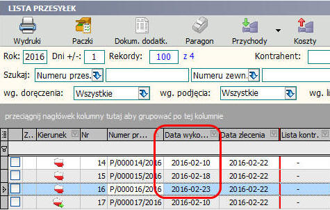 25. Data wykonania na obiektach Dodano informację na temat daty wykonania usługi.