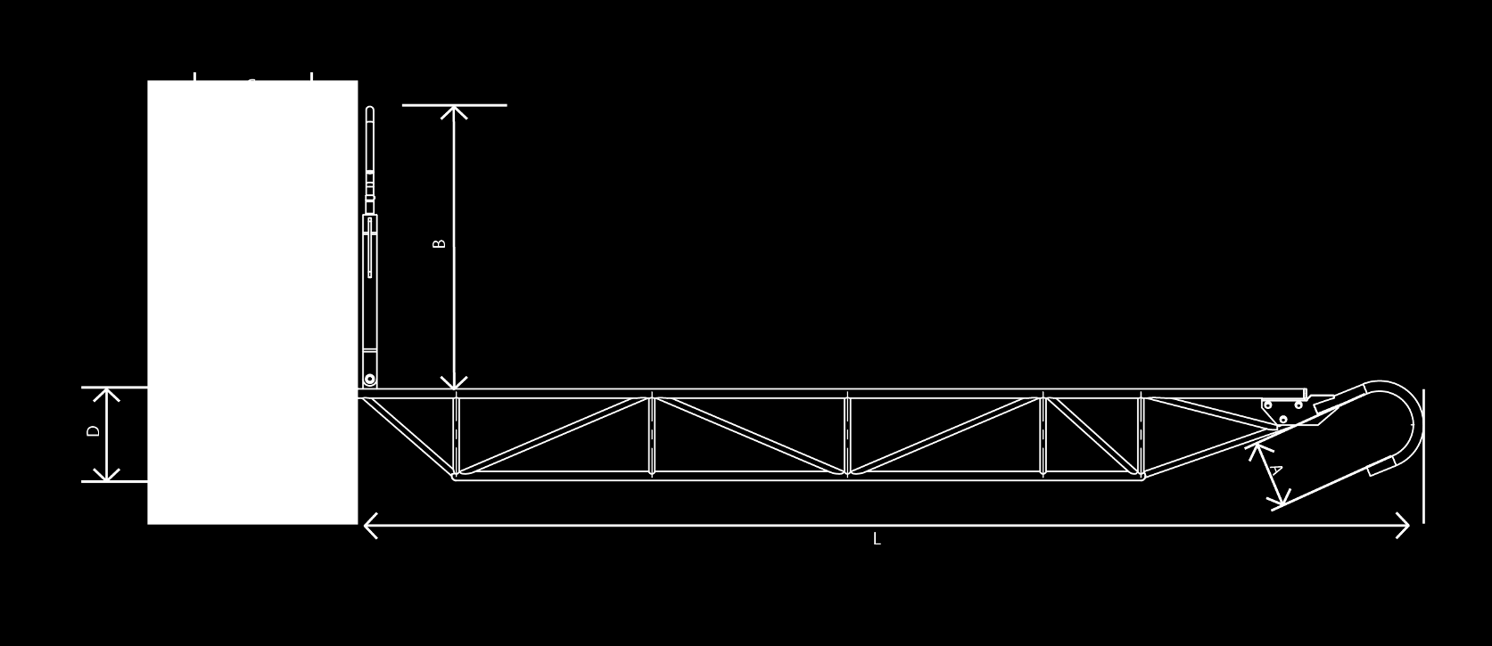 DRABINA ODCIĄGOWA (Udźwig 2 kn) Nr artykułu 77-125x Drabina odciągowa (udźwig 2 kn) - Drabina odciągowa ze strukturą trójkątną - udźwig 2 kn - Do zastosowania jako platforma robocza zawieszana przy