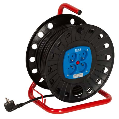 PRZEDŁUŻACZ BĘBNOWY GUMOWY 230V / 230V RUBBER REEL EXTENSION CORD PRZEDŁUŻACZE / EXTENSION CORDS IP20 1 230V 50Hz 3680W - Prowadnica przewodu przyspieszająca nawijanie na bęben - Klips