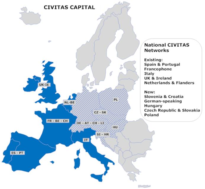 CIVITAS National Networks Existing Networks CIVINET España & Portugal CIVINET Francophone CIVINET Italia CIVINET Slovenija & Croatia CIVINET UK & Ireland New