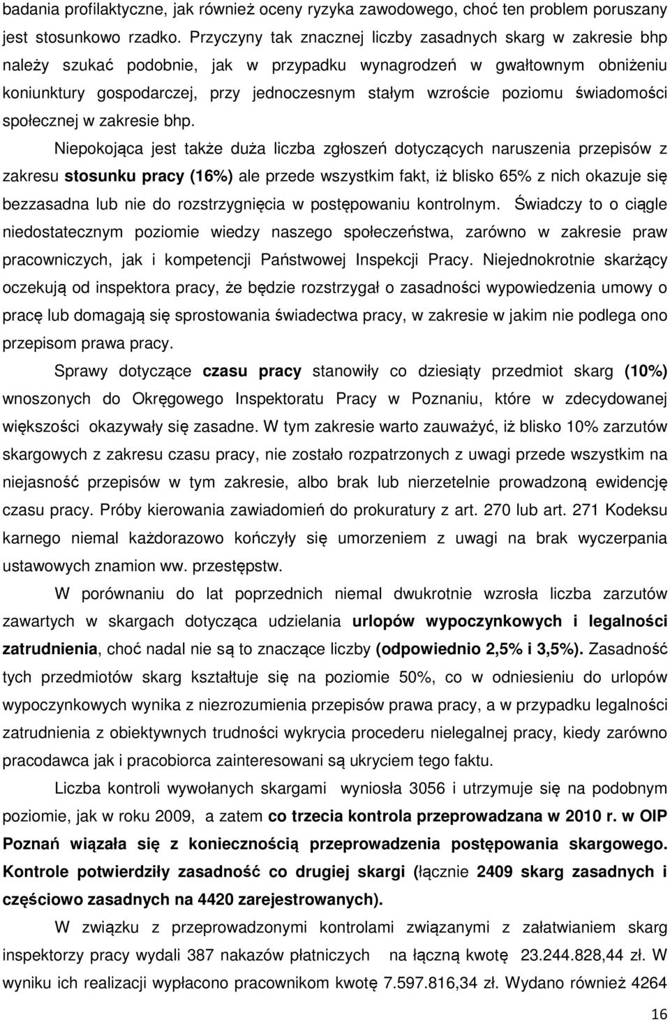 poziomu świadomości społecznej w zakresie bhp.
