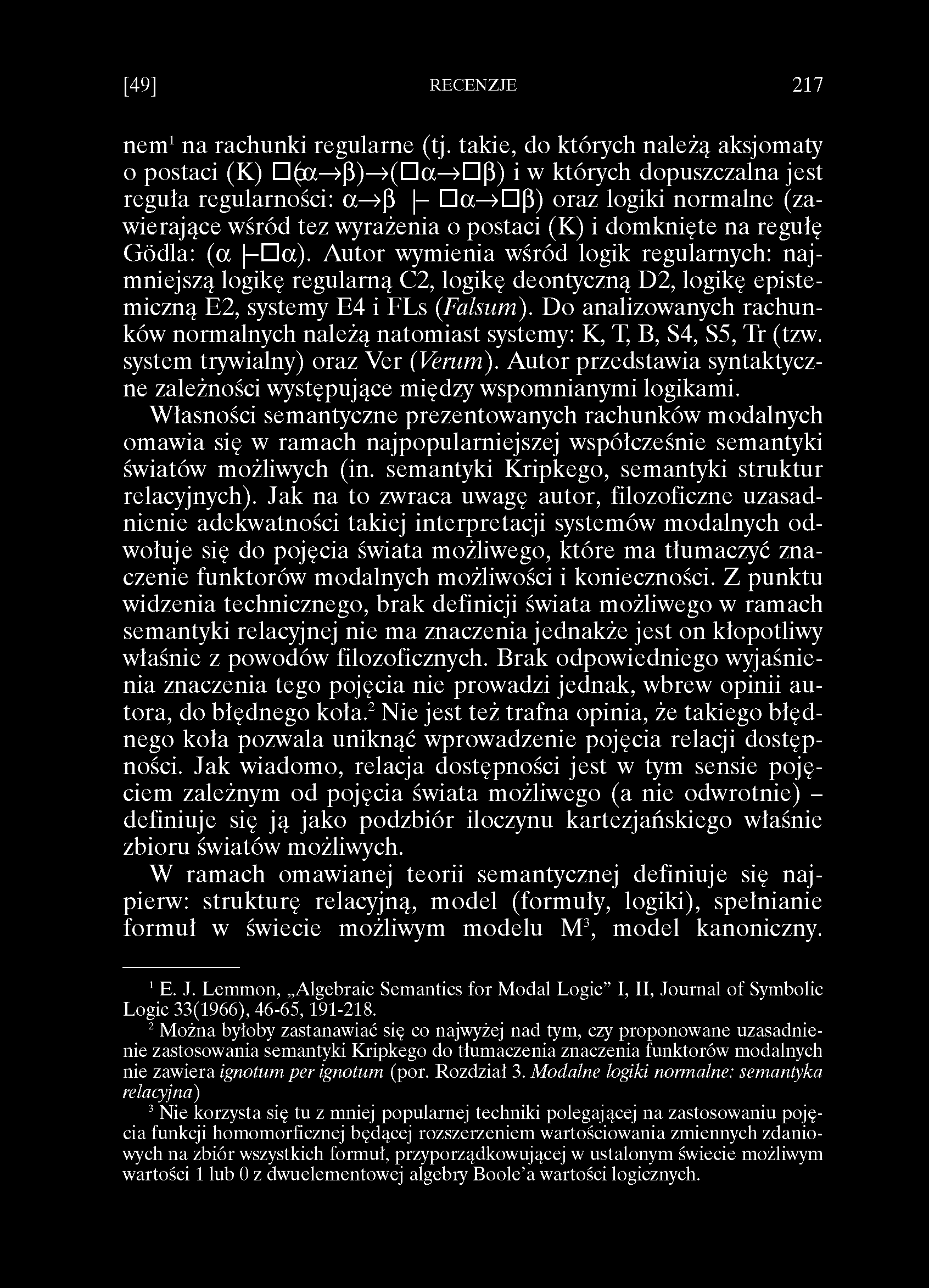 [49] RECENZJE 217 nem1na rachunki regularne (tj.