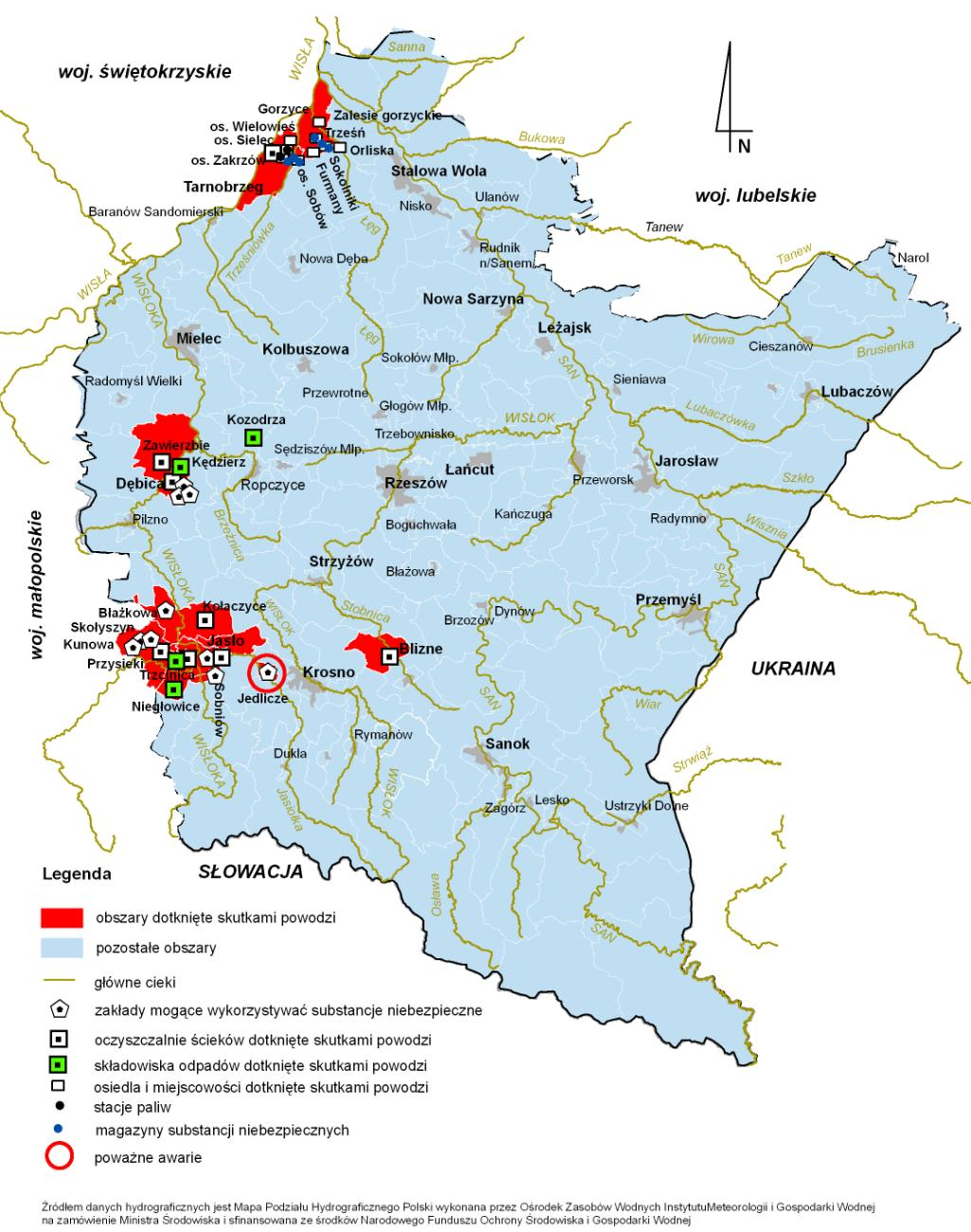 DZIAŁANIA IOŚ PODCZAS POWODZI W 2010 ROKU WIOŚ w Rzeszowie prowadził działania badawczo - kontrolne w następujących obiektach: oczyszczalnie ścieków, składowiska odpadów, bazy i stacje paliw,