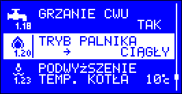 Informacje o pracy palnika. Parametry opisane w tym punkcie, to liczniki gromadzące informacje o pracy palnika od jego pierwszego uruchomienia. Wskazania liczników nie mogą być skasowane. 1.