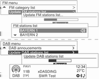 122 System audio-nawigacyjny Menu DAB Komunikaty DAB W Menu DAB obrócić pokrętło MENU-TUNE i przejść do opcji Komunikaty DAB, a następnie nacisnąć przycisk MENU-TUNE.