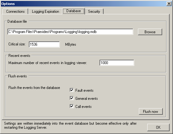 Praesideo 3.0 Instrukcja Instalacji i Obsługi 10 Program opcjonalne pl 445 55.7.4 Baza danych 55.7.4.1 Informacje ogólne Zakładka Database (Baza danych) (patrz: rys. 55.12) umożliwia zdefiniowanie właściwości bazy danych rejestru.