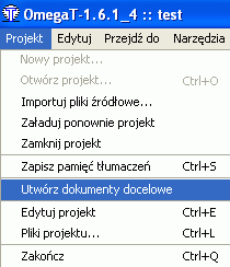 Aby to zrobić, kliknij pozycję menu Projekt > Utwórz dokumenty docelowe: Gotowy plik zostanie zapisany w katalogu target projektu (np.