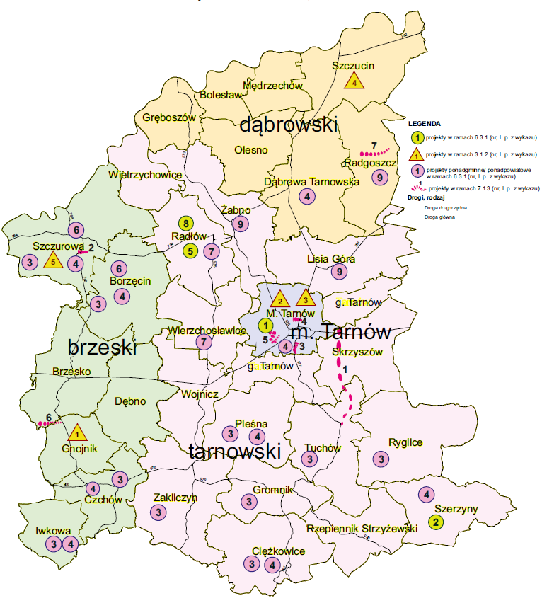 ORIENTACYJNE ROZMIESZCZENIE PROJEKTÓW W SUBREGIONIE