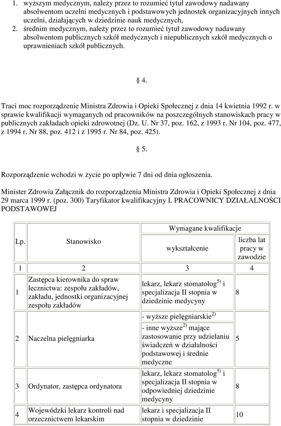 . Traci moc rozporzdzenie Ministra Zdrowia i Opieki Społecznej z dnia 1 kwietnia 199 r.