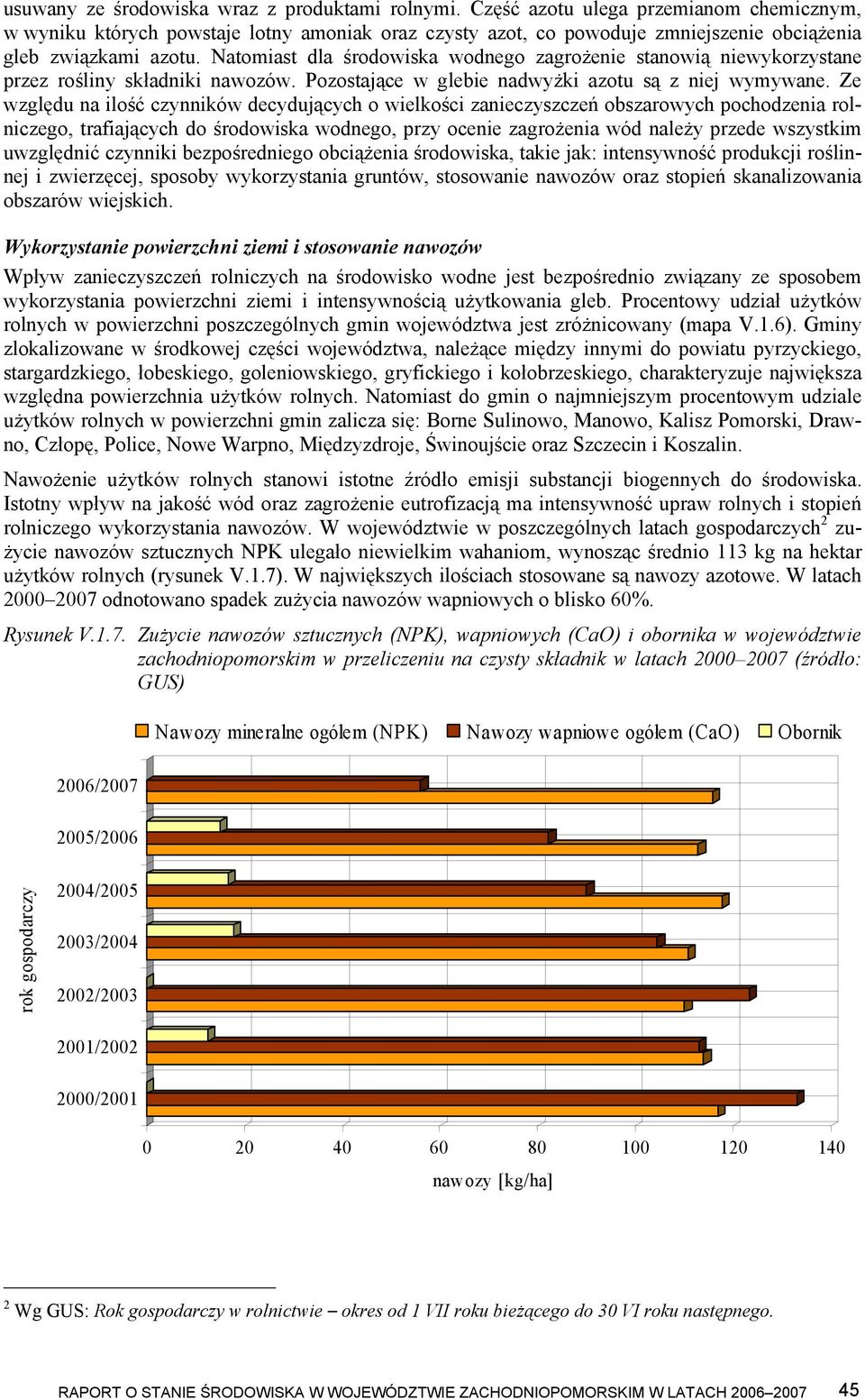 Natomiast dla środowiska wodnego zagrożenie stanowią niewykorzystane przez rośliny składniki nawozów. Pozostające w glebie nadwyżki azotu są z niej wymywane.