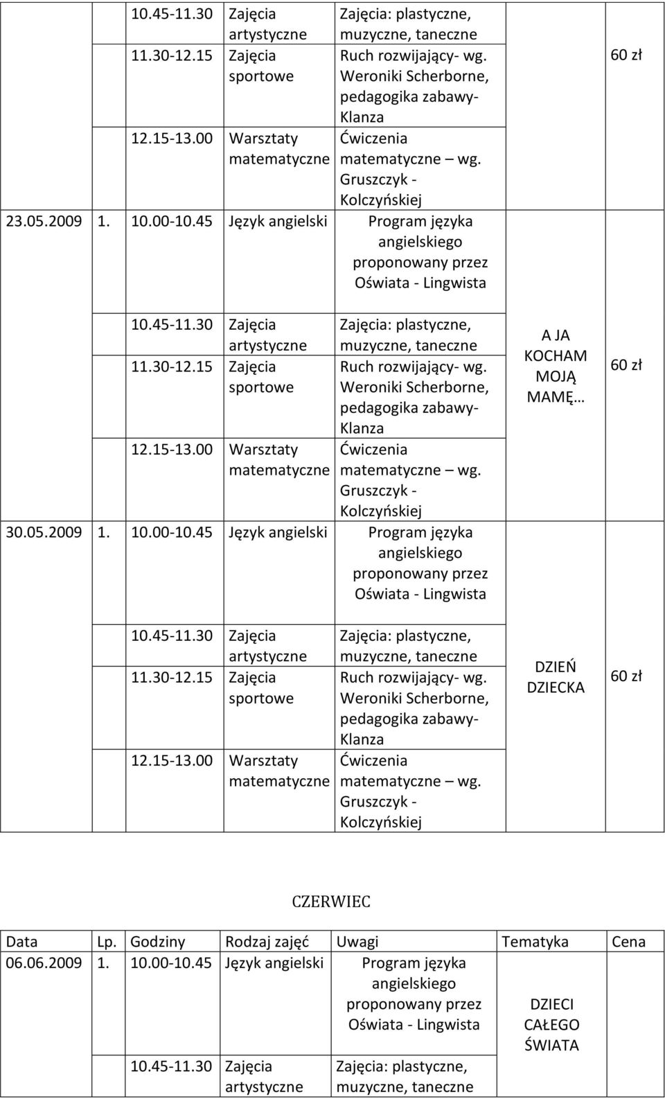 45 Język angielski Program języka wg.