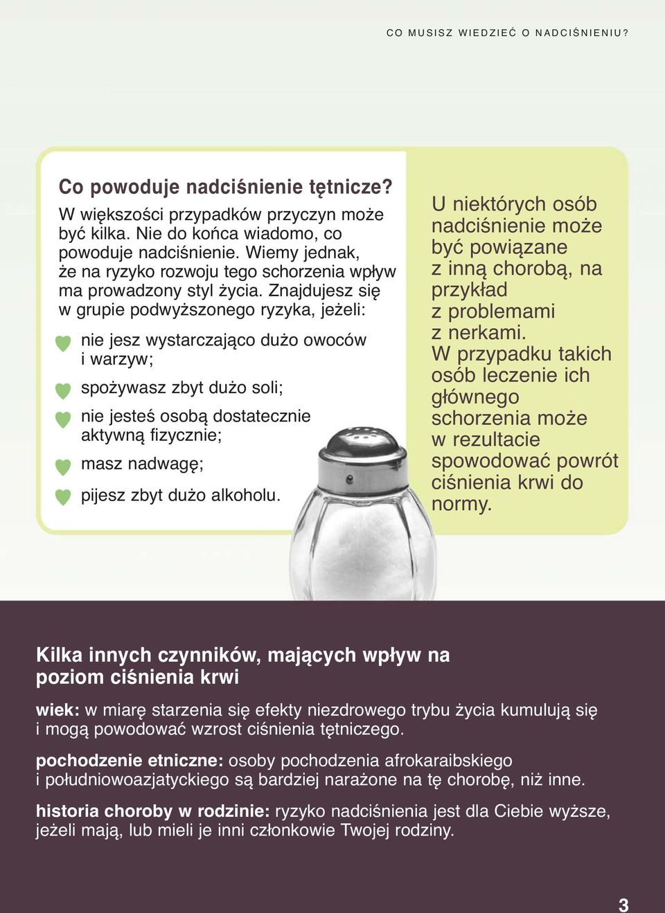 Znajdujesz się w grupie podwyższonego ryzyka, jeżeli: nie jesz wystarczająco dużo owoców i warzyw; spożywasz zbyt dużo soli; nie jesteś osobą dostatecznie aktywną fizycznie; masz nadwagę; pijesz zbyt