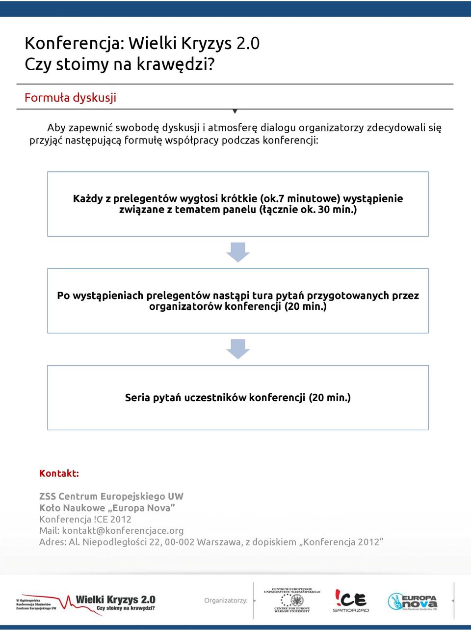 ) Po wystąpieniach prelegentów nastąpi tura pytań przygotowanych przez organizatorów konferencji (20 min.) Seria pytań uczestników konferencji (20 min.