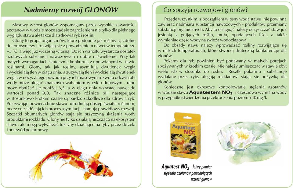 Do ich wzrostu wystarcza dostatek azotowych substancji nawozowych i dobre naœwietlenie. Przy tak ma³ych wymaganiach skutecznie konkuruj¹ z uprawianymi w stawie roœlinami.