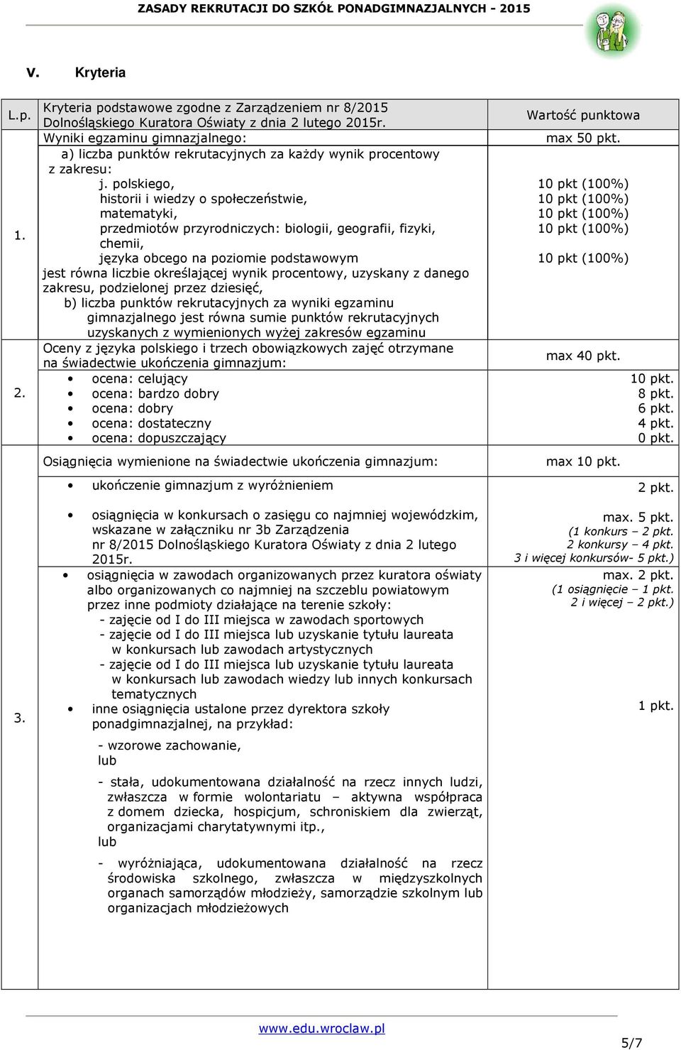 polskiego, historii i wiedzy o społeczeństwie, matematyki, przedmiotów przyrodniczych: biologii, geografii, fizyki, chemii, języka obcego na poziomie podstawowym jest równa liczbie określającej wynik