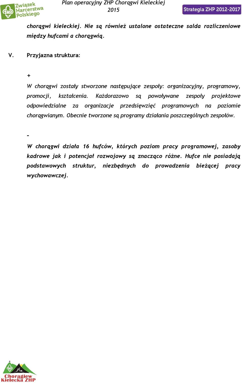 Każdorazowo są powoływane zespoły projektowe odpowiedzialne za organizacje przedsięwzięć programowych na poziomie chorągwianym.