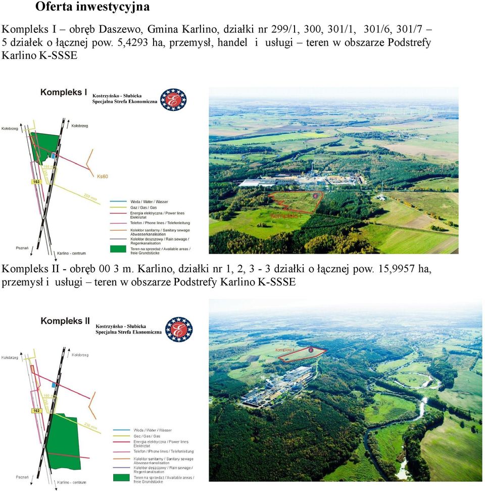 5,4293 ha, przemysł, handel i usługi teren w obszarze Podstrefy Karlino K-SSSE Kompleks
