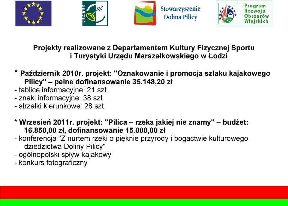 148,20 zł - tablice informacyjne: 21 szt - znaki informacyjne: 38 szt - strzałki kierunkowe: 28 szt * Wrzesień 2011r.