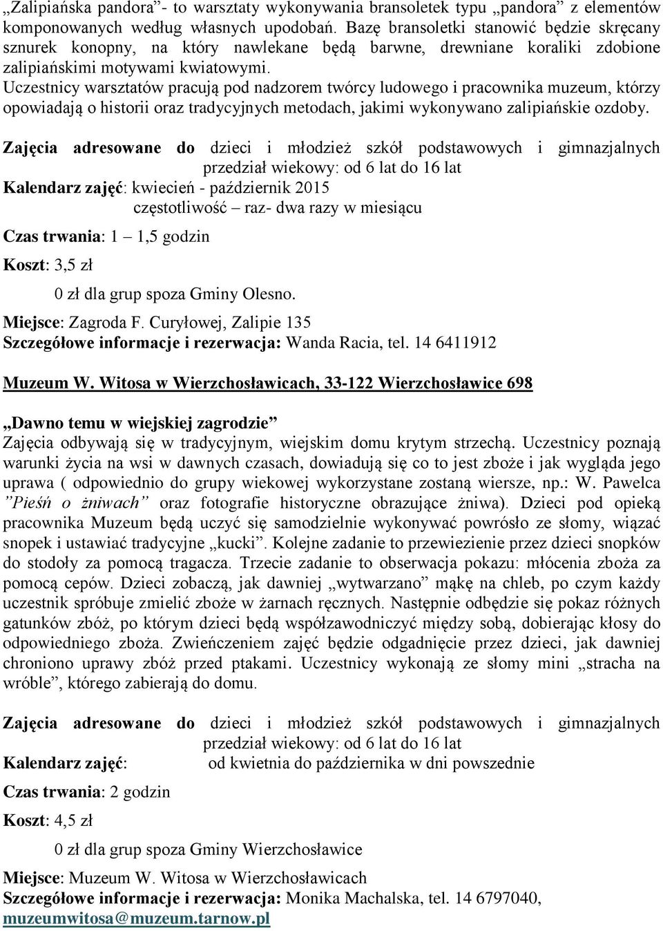 Uczestnicy warsztatów pracują pod nadzorem twórcy ludowego i pracownika muzeum, którzy opowiadają o historii oraz tradycyjnych metodach, jakimi wykonywano zalipiańskie ozdoby.