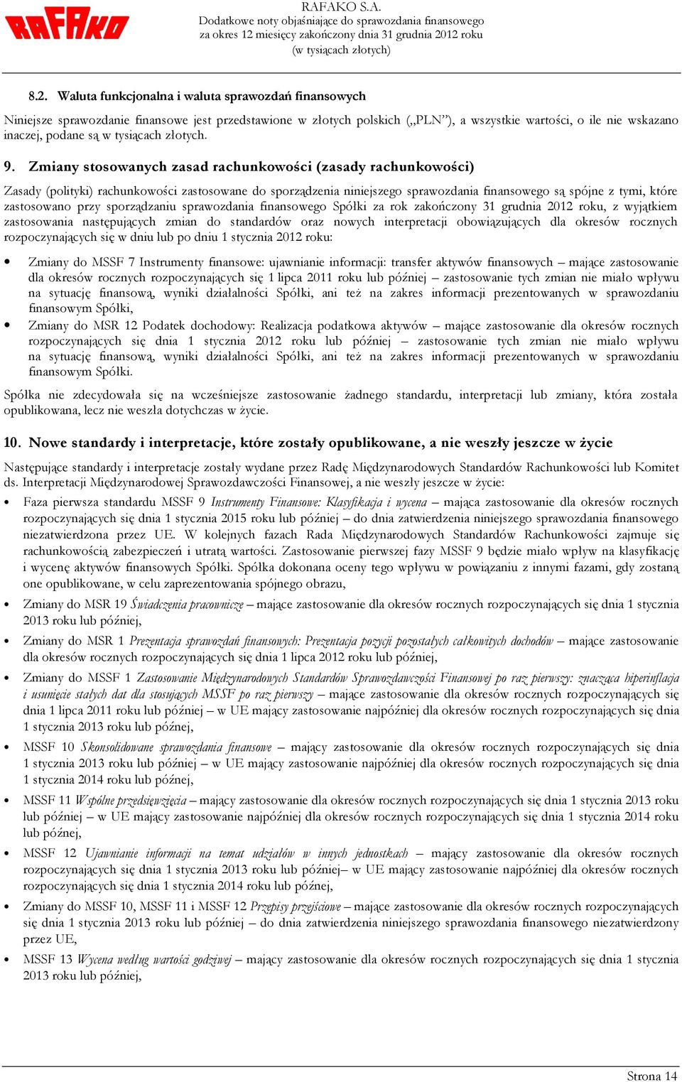 Zmiany stosowanych zasad rachunkowości (zasady rachunkowości) Zasady (polityki) rachunkowości zastosowane do sporządzenia niniejszego sprawozdania finansowego są spójne z tymi, które zastosowano przy